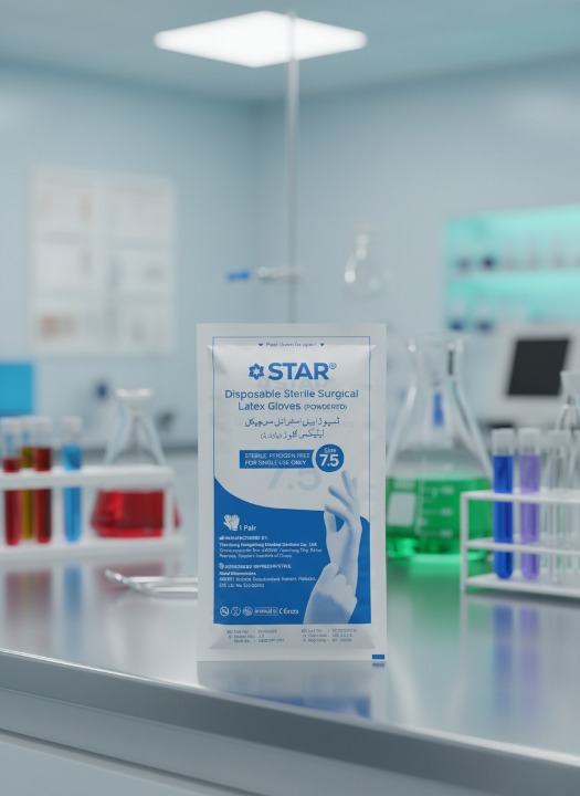 Star Sterile Latex Surgical Gloves Designed For Professional Use With Quality Latex Material And Sterile Packaging