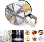 Flour Sifter Stainless Steel – Double Layer Fine Mesh Baking Sifter with One-Hand Press Crank for Cakes & Pastries