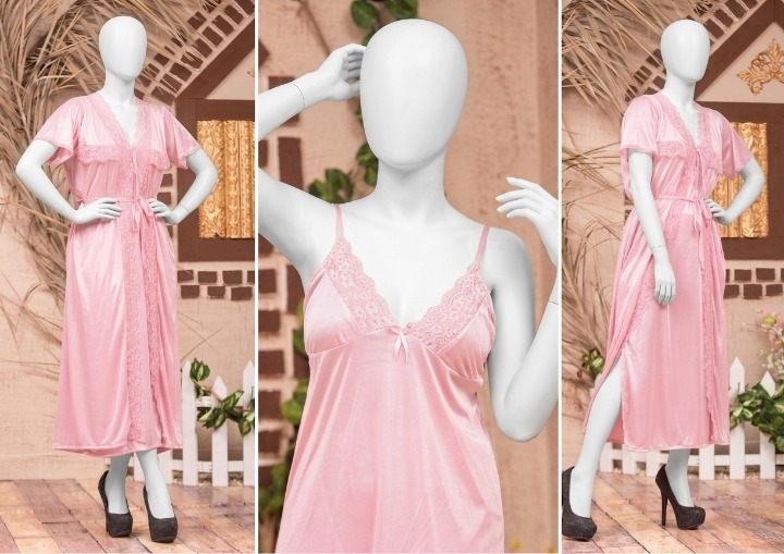 2 PCs Silk Splendor Satin Nightwear Set – Elegant & Comfortable Sleepwear SKU R-003 Free Size