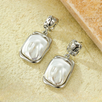 Elegant Korean Gold Foil Earrings with White Stone (PXT-115)