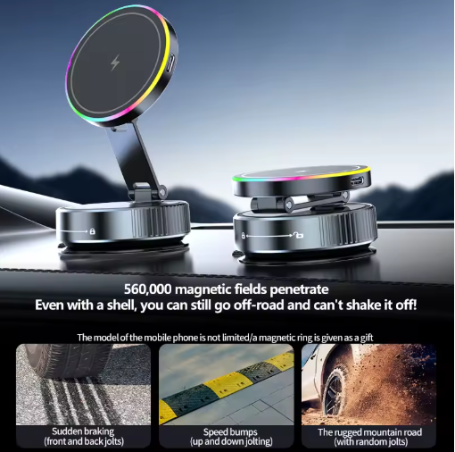 Magnetic Strong Magnetic Phone Holder Foldable Design 360° Adjustable Vacuum Mount for Car/Desk/Bathroom/Universal Use for home