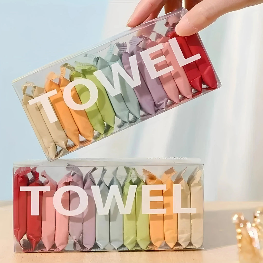 14 Pcs Compressed Travel Disposable Face Towel – Portable Coin Tissue Towels for Travel, Gym, Hotel & Outdoor Use