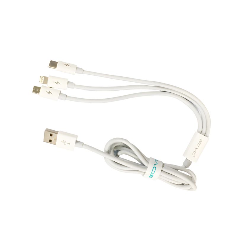 SOVO High Quality 3-in-1 Fast Charging  Cable – Multi Charging Cable for Micro USB, Type-C & Lightning Devices