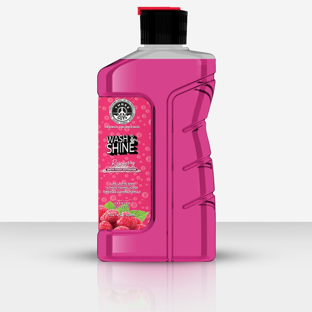 THREE GUYS Wash & Shine Shampoo Raspberry | Premium German Car Shampoo | High Foam, Deep Cleaning & Brilliant Shine