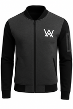 NEW Winter Collection Charcoal Grey WA Printed Zipper Jacket for Men &amp; Boys – Premium Fleece Material, Stylish Bomber Design, Full Front Zipper Closure