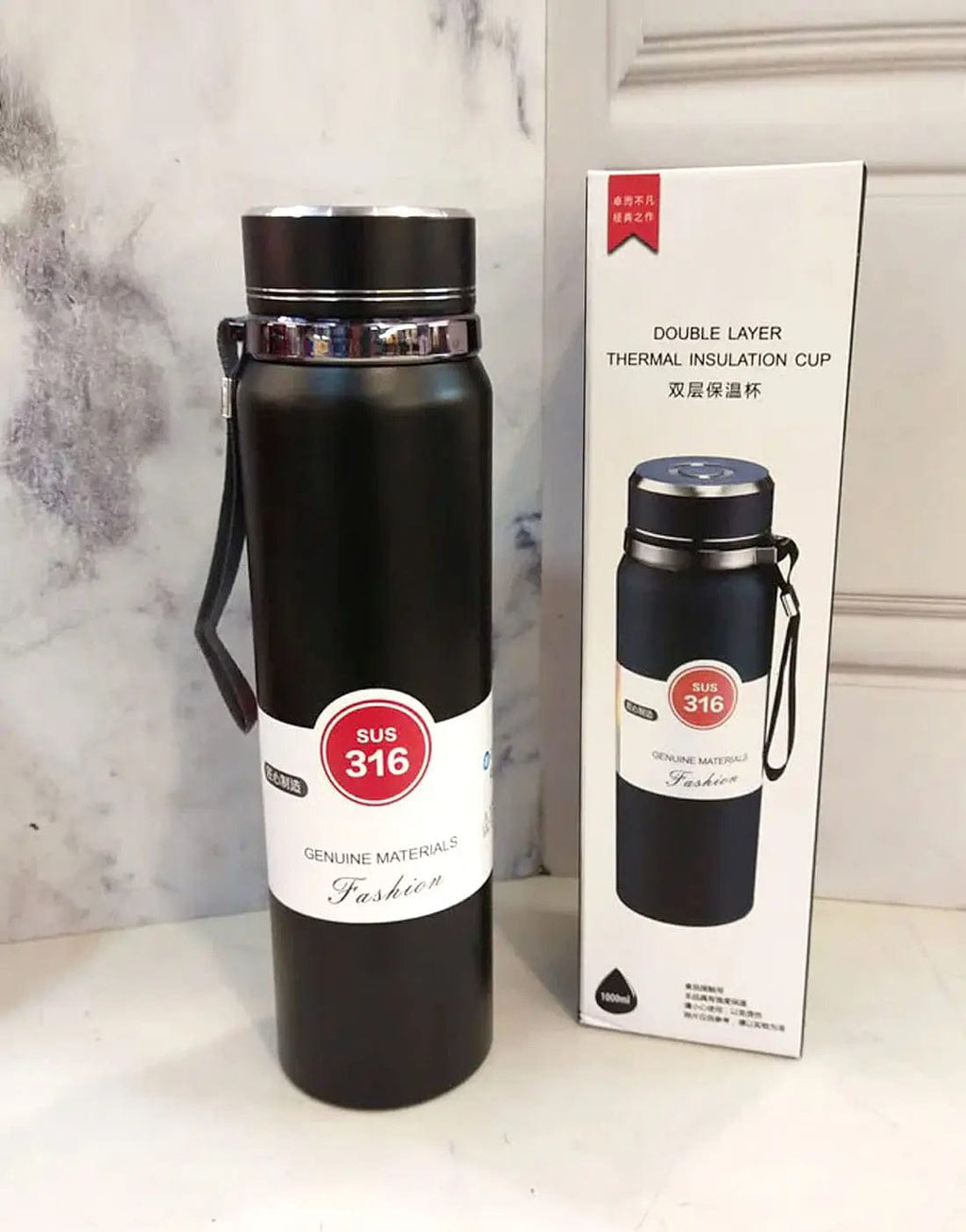 Premium Matte Stainless Steel Water Bottle 800ml 1000ml Leak Proof Double Wall Insulated Hot Cold Flask