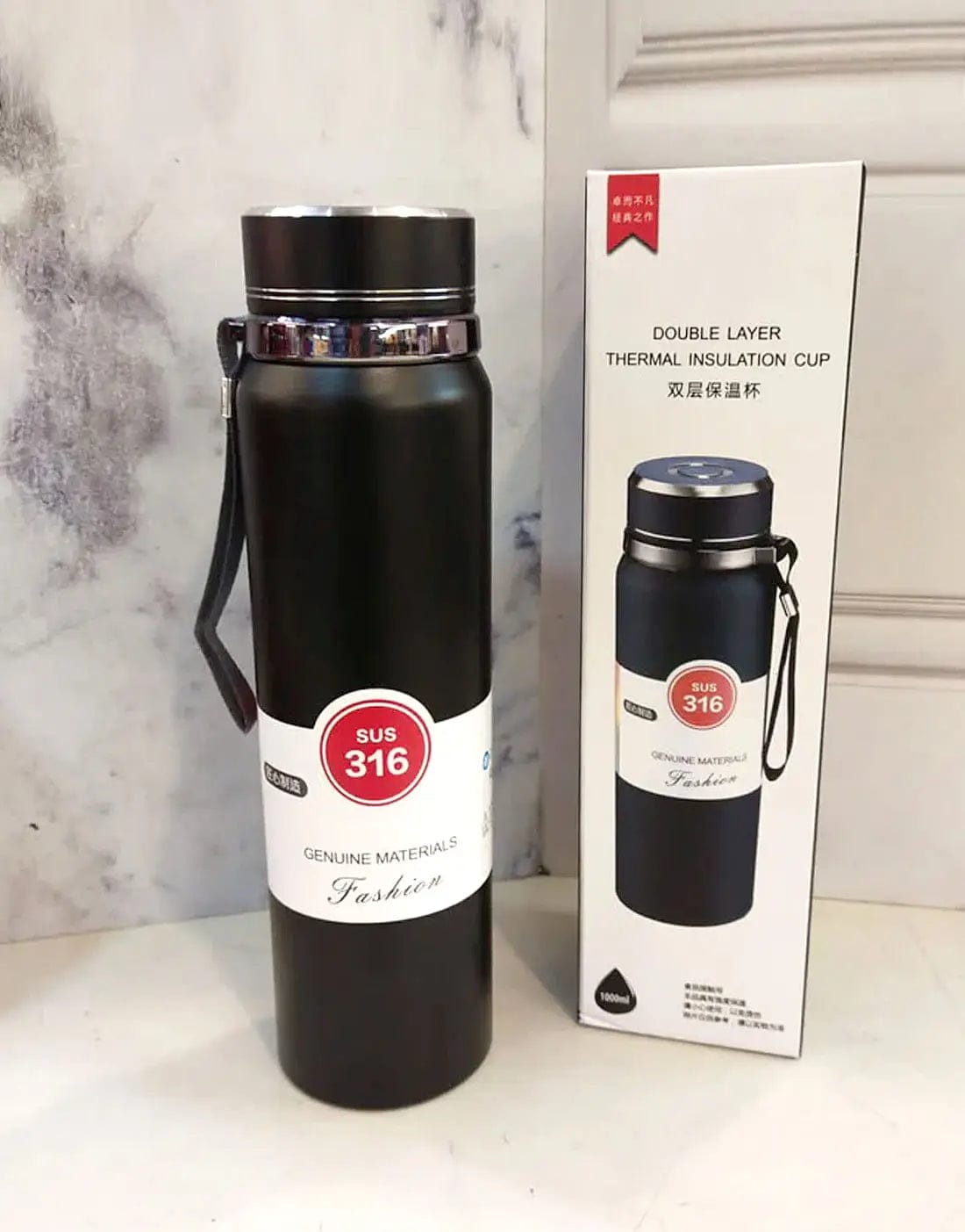 Premium Matte Stainless Steel Water Bottle 800ml 1000ml Leak Proof Double Wall Insulated Hot Cold Flask