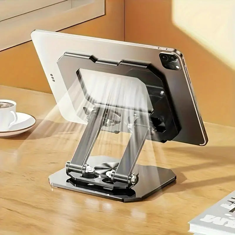 360° Rotating Metal Tablet &amp; Mobile - Adjustable, Foldable, and Portable Desk Mount with Cooling Design for Phones, Tablets, and Small Devices, Device Cooling Stand | Stainless Steel Stand, Tablet Holder Stand - Random Color