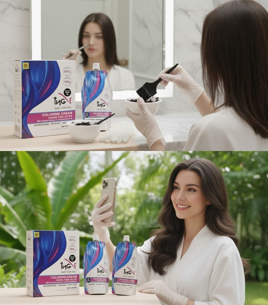 INGV Hair Color Cream 1000ml (500ml + 500ml) – Salon-Quality Hair Dye, Rich Pigment, Long-Lasting Color, Smooth Application & Professional Results