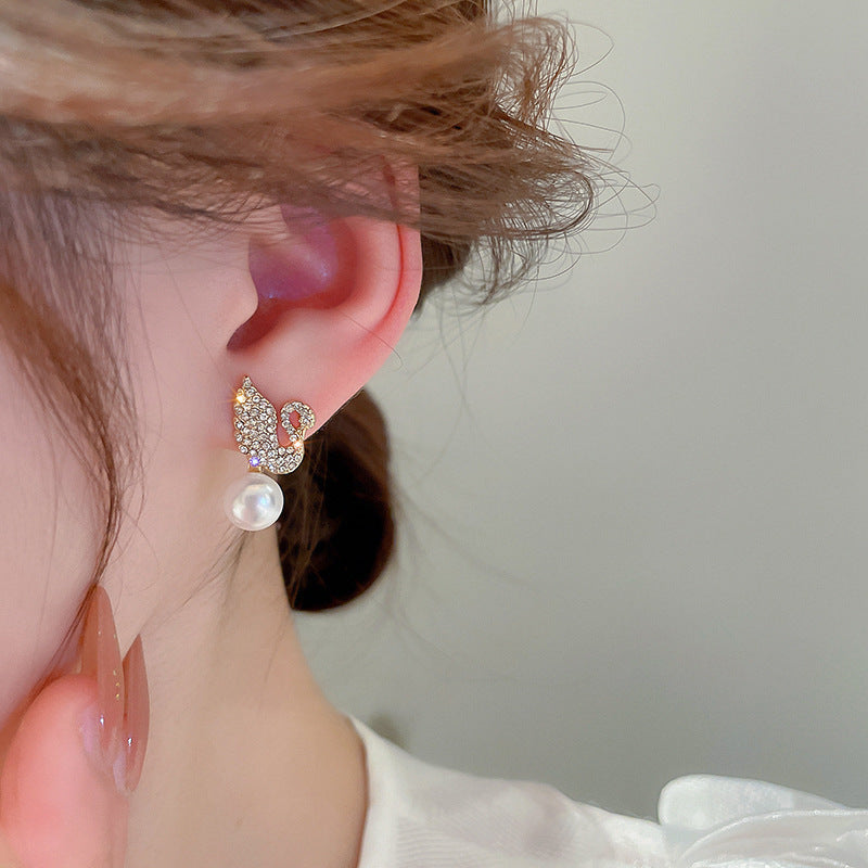 ZJE-911 Swan Pearl Earrings – Elegant Korean Style Jewellery , Stylish Accessory for Women