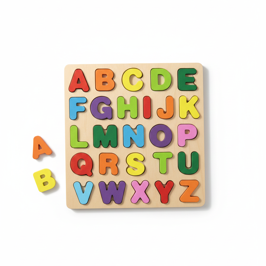 Wooden ABC Alphabet & Shape Puzzle Board For Kids | Colorful Learning Letters Educational Toy