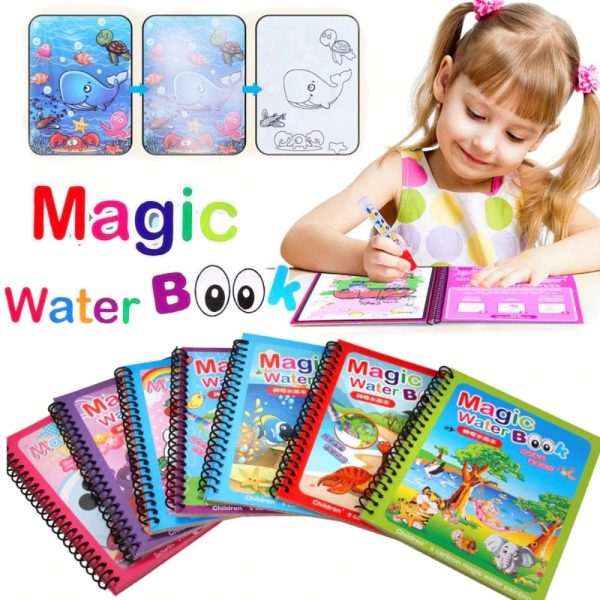 Magic Water Book Painting Drawing Coloring Board Book Doodle &amp; Magic Water Pen(random book )