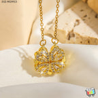 ZGE-923 Korean Magnetic 4 Leaf Clover Pendant Necklace – Elegant 2 Ways Wearable Jewellery for Women