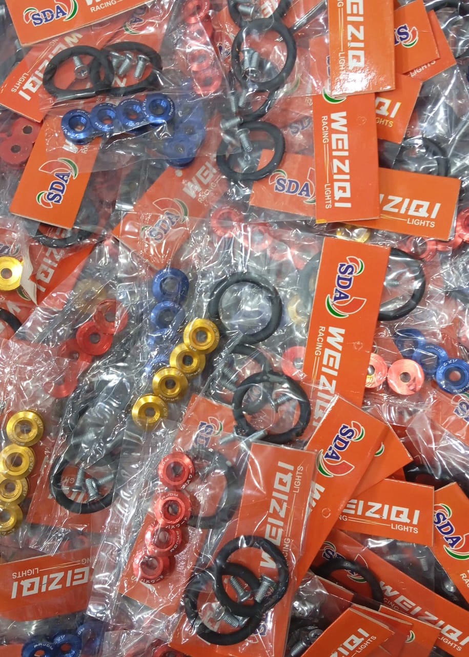 Motorcycle Fancy Chain Cover Bolts with Washer 4 Pcs Set – Red, Golden, Blue