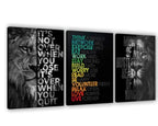 set of 3 Motivational sticky canvas frames for wall decore / sticky phototiles for office and home workplace