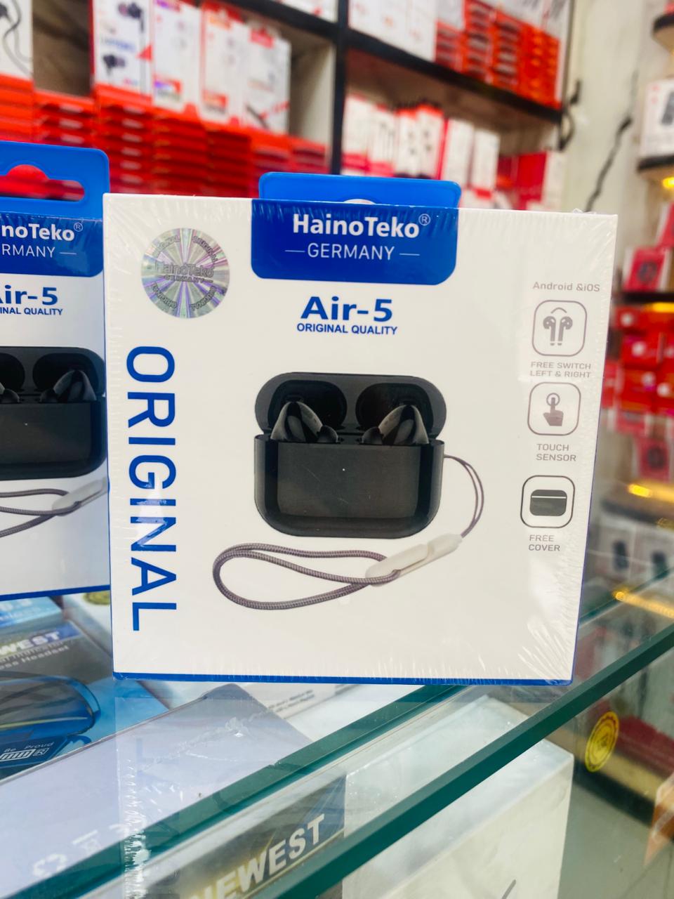 Haino Teko Air-5 True Wireless Earbuds – Germany Quality TWS with Touch Controls, Deep Bass, and Portable Charging Case