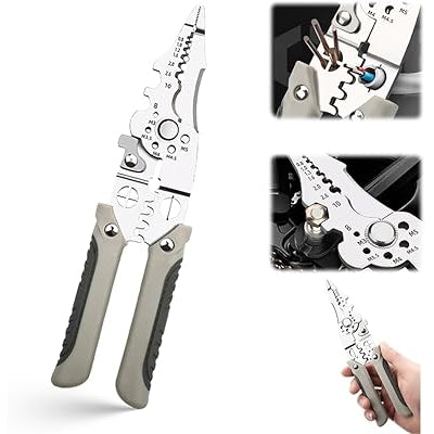 Multi-Function Wire Stripper and Cutter – 10-in-1 Electrical Hand Tool with Cutting, Stripping, Crimping & Screwdriver Functions (Random Color)