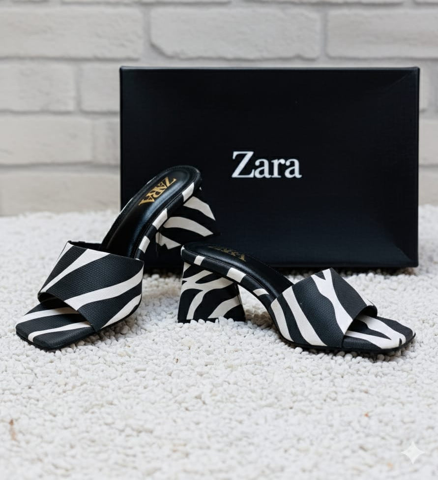Zebra-Print Block Heel Mules – Essential Chic Collection