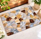 Super Absorbent Non-Slip Bathroom Floor Mat - Quick-Dry Soft Marble Stone Design 23 × 15 inch