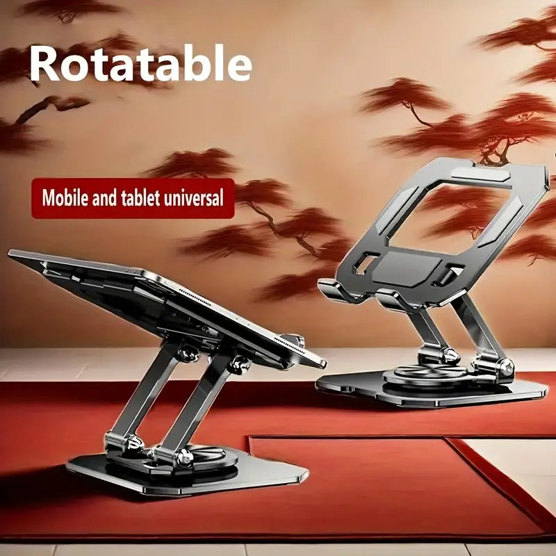 360° Rotating Metal Tablet &amp; Mobile - Adjustable, Foldable, and Portable Desk Mount with Cooling Design for Phones, Tablets, and Small Devices, Device Cooling Stand | Stainless Steel Stand, Tablet Holder Stand - Random Color