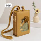 Elegance in Bloom: Illustrated Crossbody Mobile Wallet & Organizer