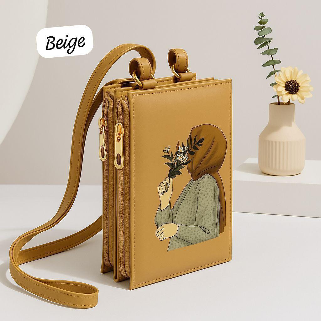 Elegance in Bloom: Illustrated Crossbody Mobile Wallet & Organizer