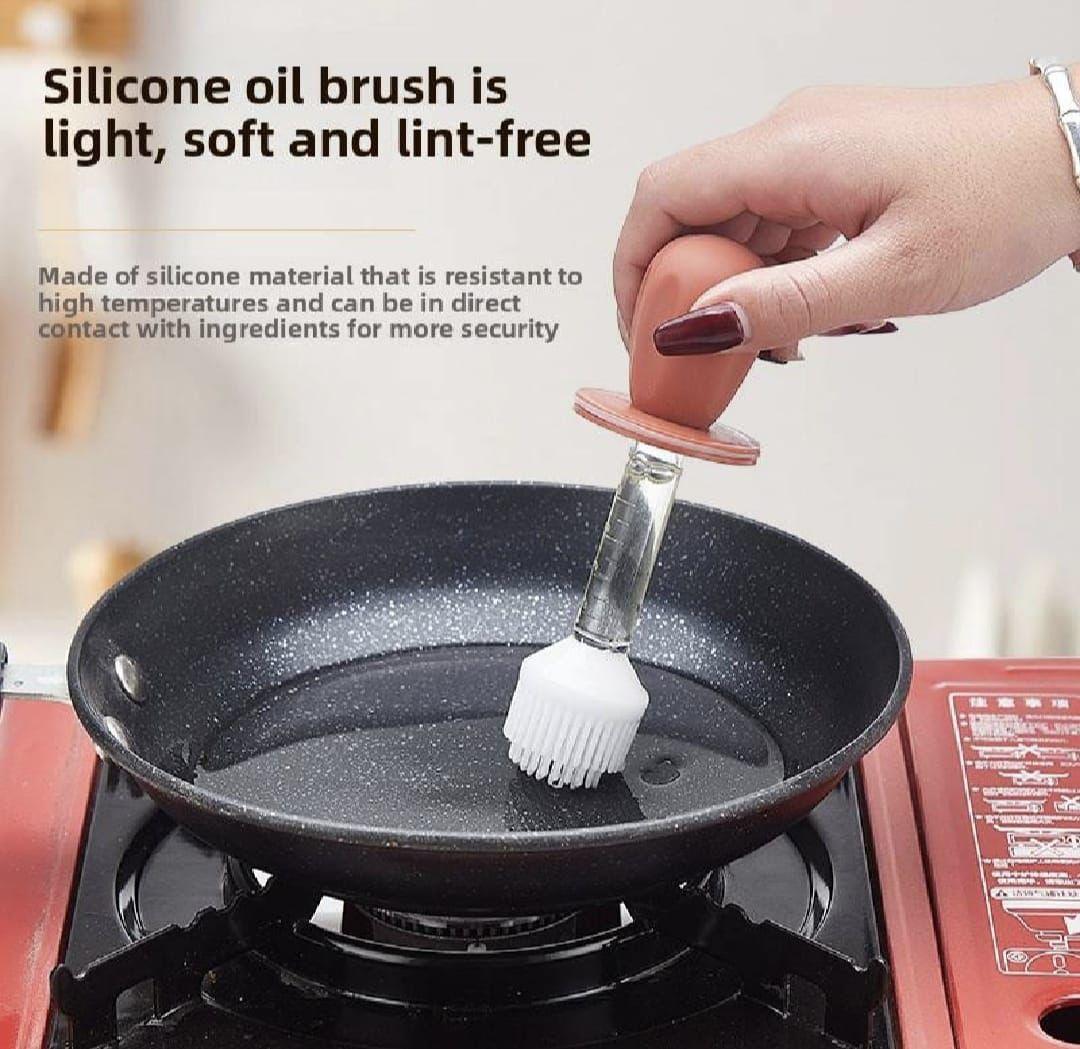 Oil Dispenser Bottle With Silicone Brush 2 In 1 Cooking Oil Tank And Basting Brush Heat Resistant Glass Oil Brush Bottle (Random Color)