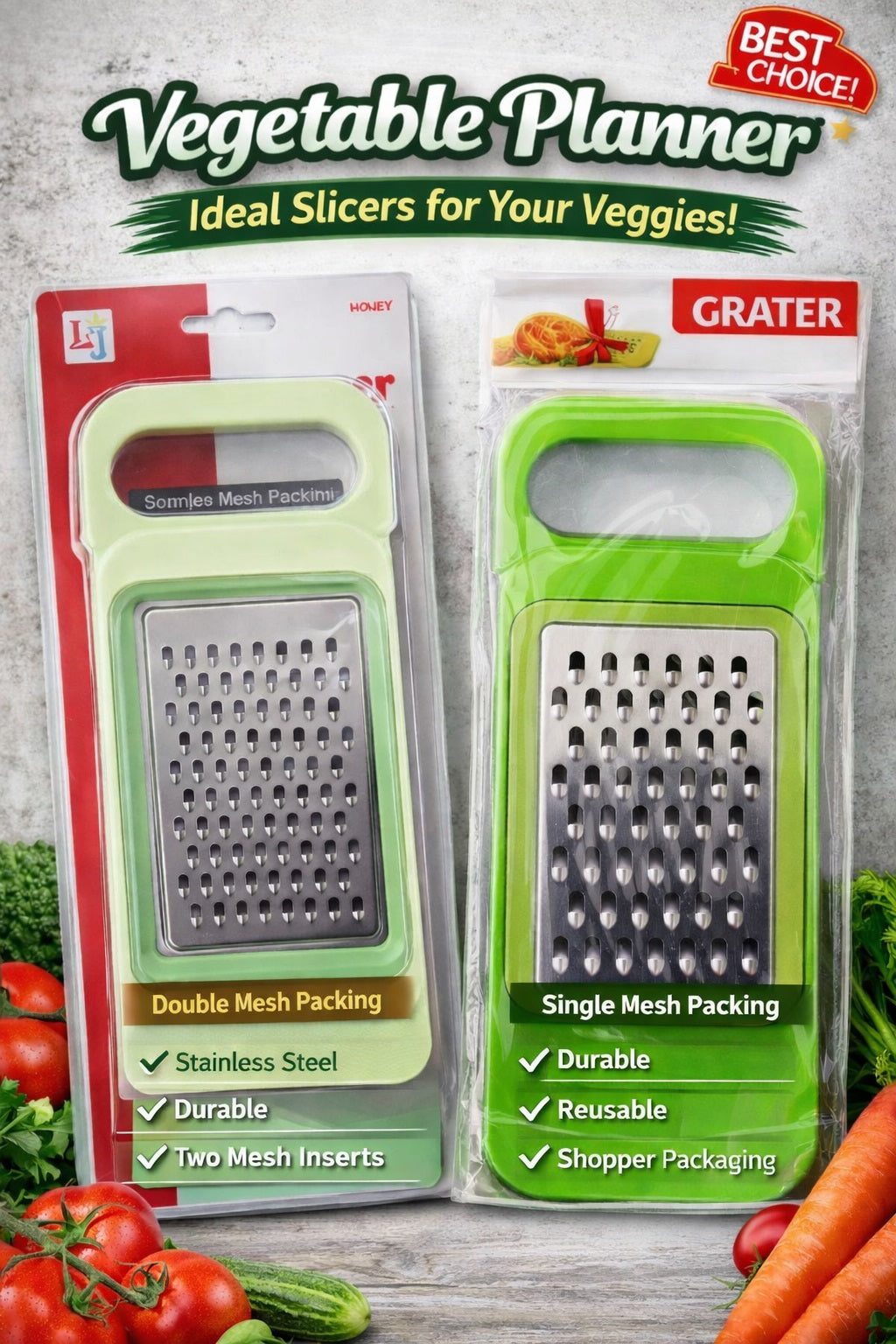 Multi-Purpose Vegetable Cutter & Grater | Handheld Manual Veg Slicer for Kitchen