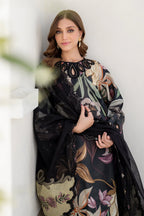 All-Over Printed Embroidered Black Lawn Dress with Chiffon Dupatta – Unstitched Summer Collection 2026