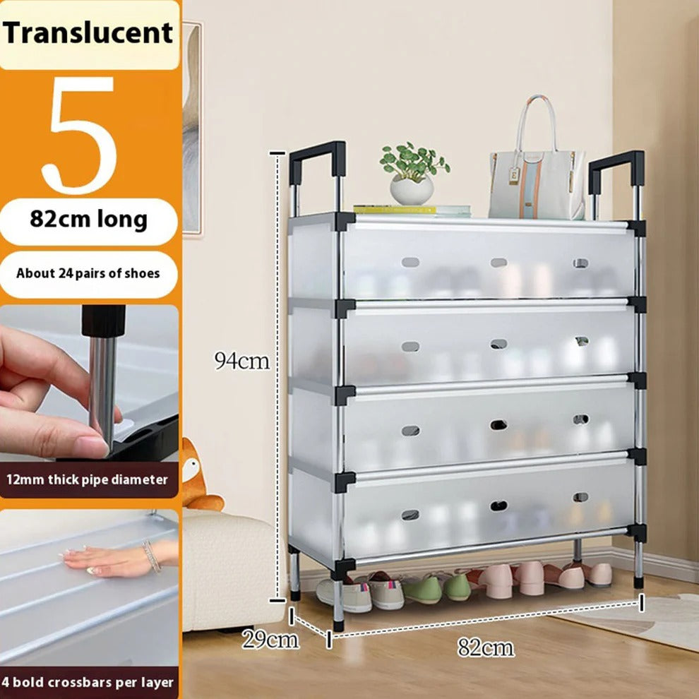 Modern Multi‑Layer Shoe Storage Rack | Dustproof Cover & Handles | Space‑Saving Organizer