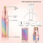 Flawless 2 In 1 Eyebrow Trimmer Multi Attractive Color With USB Charging Cable And Cleaning Brush