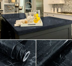 Self Adhesive Black Marble Sheet for Kitchen / Waterproof Anti Oil &amp; Heat Resistant Wallpaper Sheet