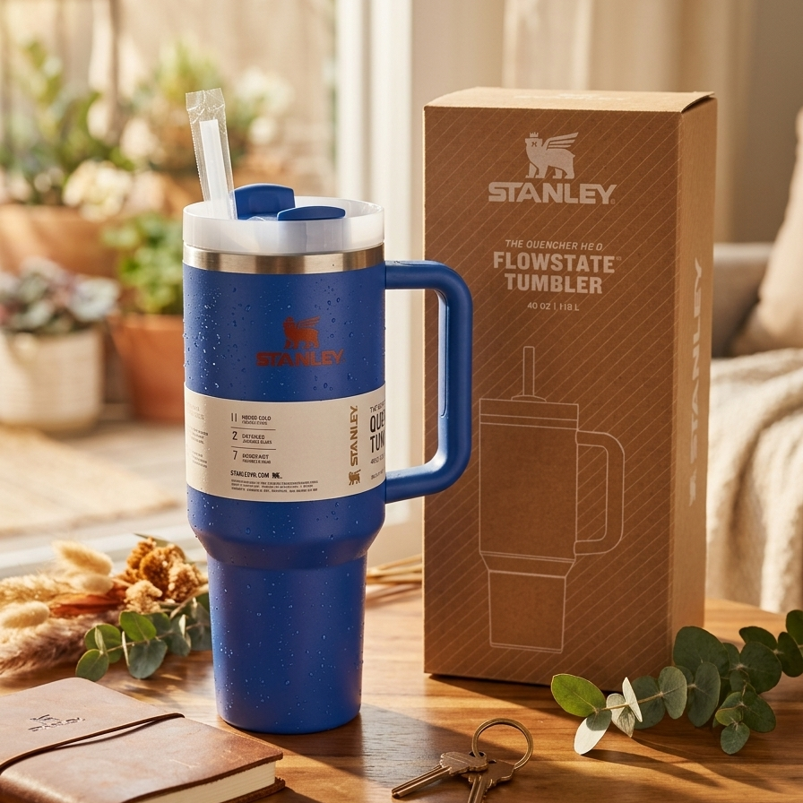 Stanley 40 Oz | (1200ML) Stainless Steel Vacuum Insulated Tumbler With Straw Leak Proof Quencher Cup For Hot And Cold Beverages - With Box