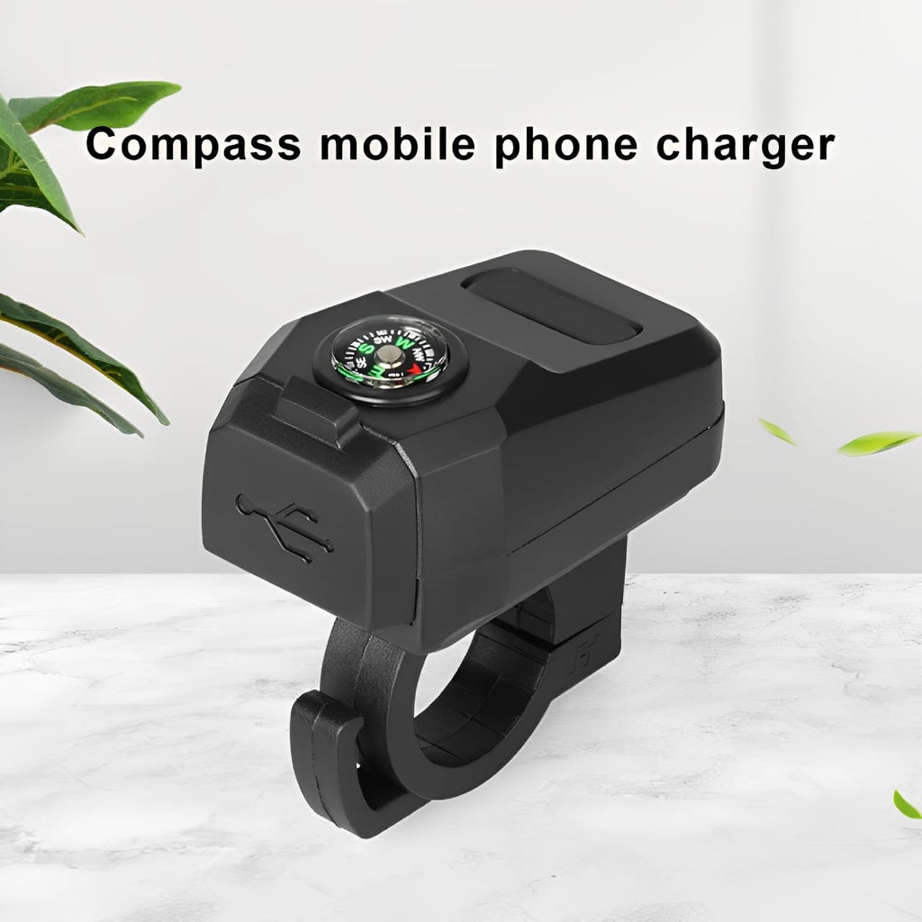 Motorcycle USB Charger with Compass – Fast Charging, Waterproof, 36-105V – Universal for Motorcycles &amp; E-Bikes