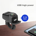 Motorcycle USB Charger with Compass – Fast Charging, Waterproof, 36-105V – Universal for Motorcycles &amp; E-Bikes