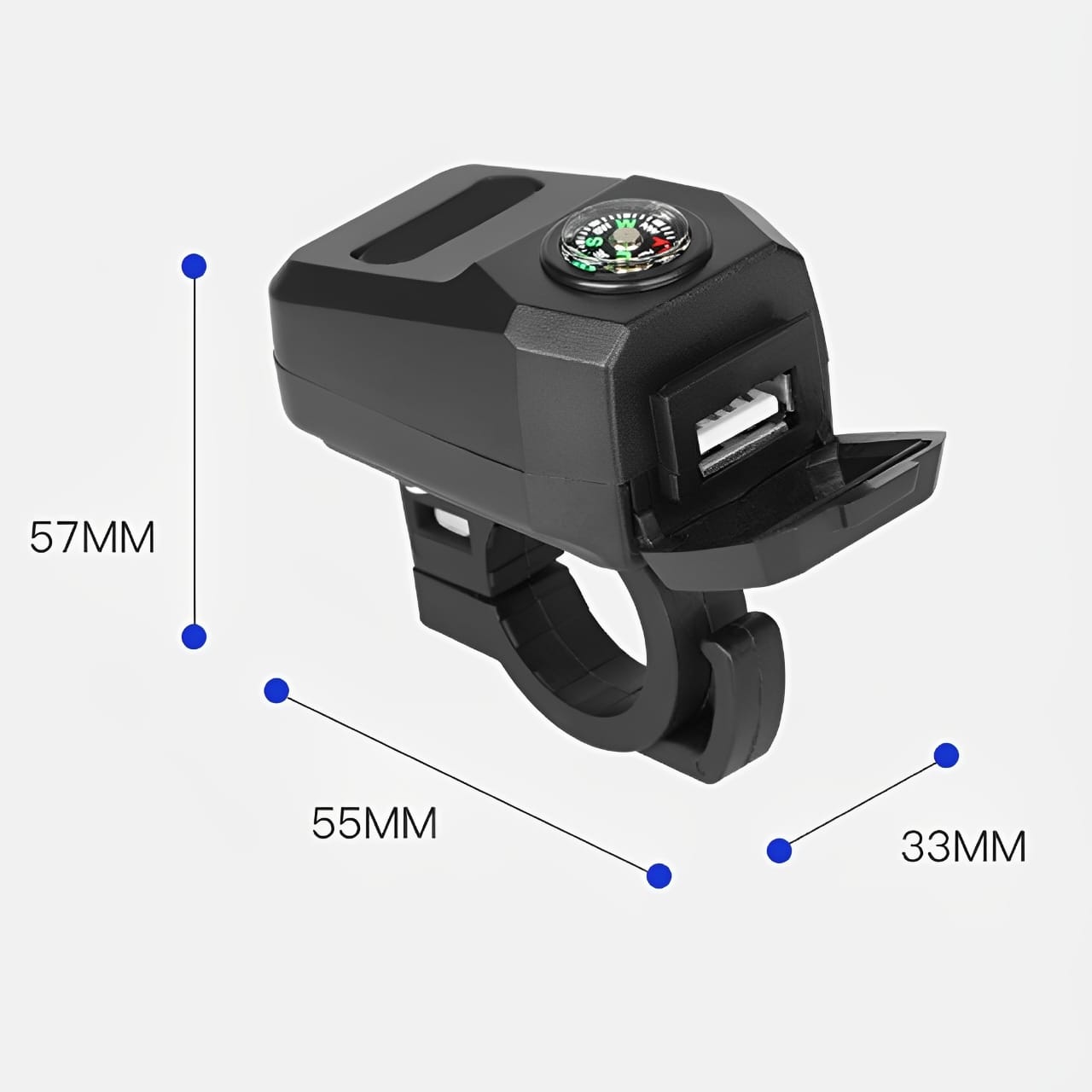 Motorcycle USB Charger with Compass – Fast Charging, Waterproof, 36-105V – Universal for Motorcycles &amp; E-Bikes