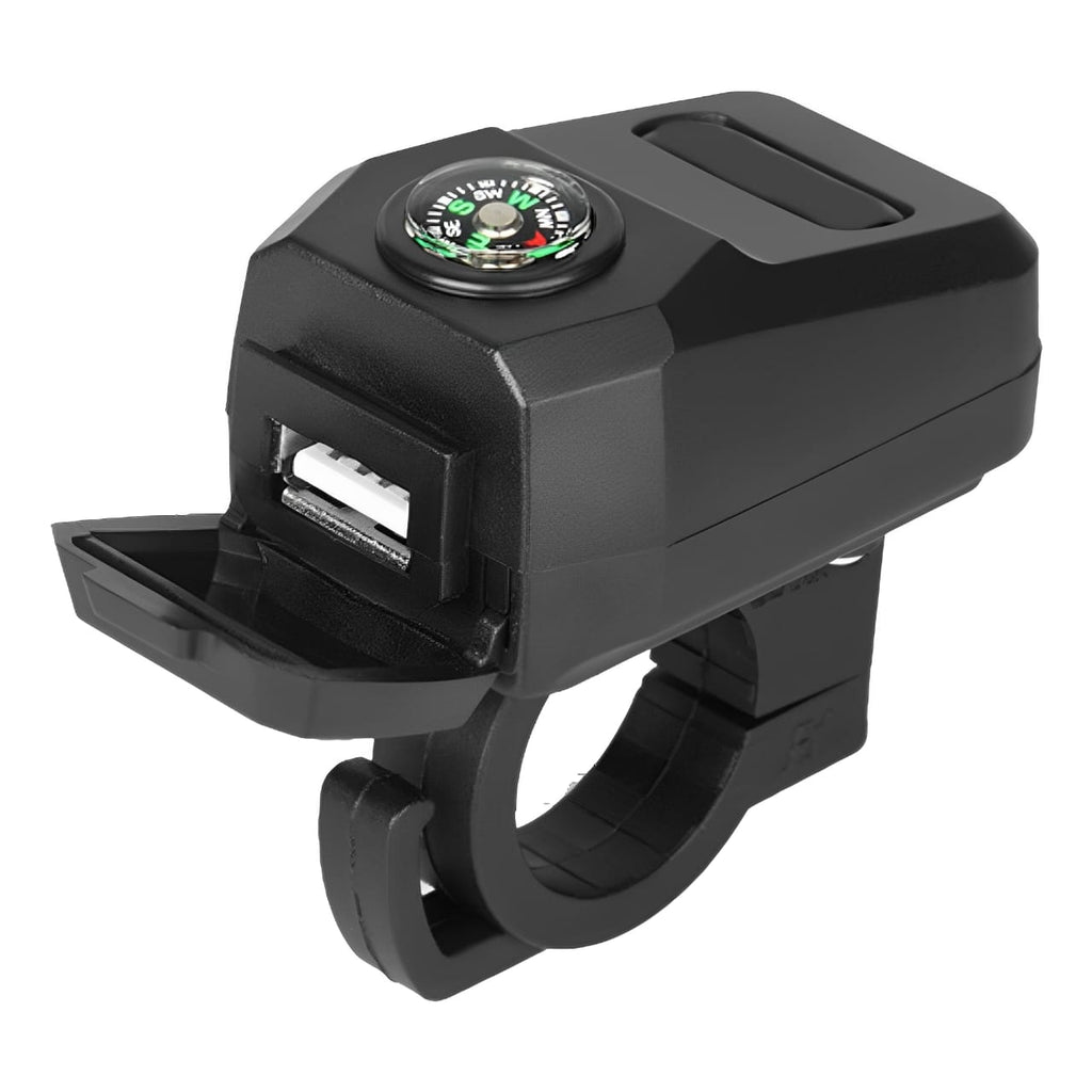 Motorcycle USB Charger with Compass – Fast Charging, Waterproof, 36-105V – Universal for Motorcycles &amp; E-Bikes