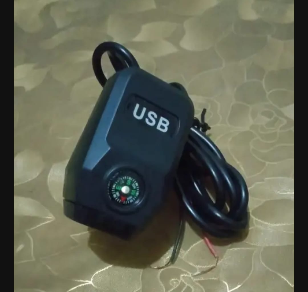 Motorcycle USB Charger with Compass – Fast Charging, Waterproof, 36-105V – Universal for Motorcycles &amp; E-Bikes