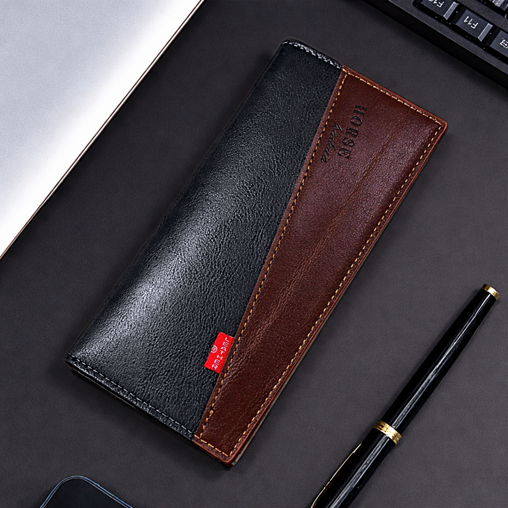 Dual Tone Long Wallet with 14 Card Slots & Zipper Pocket – Stylish Unisex Wallet