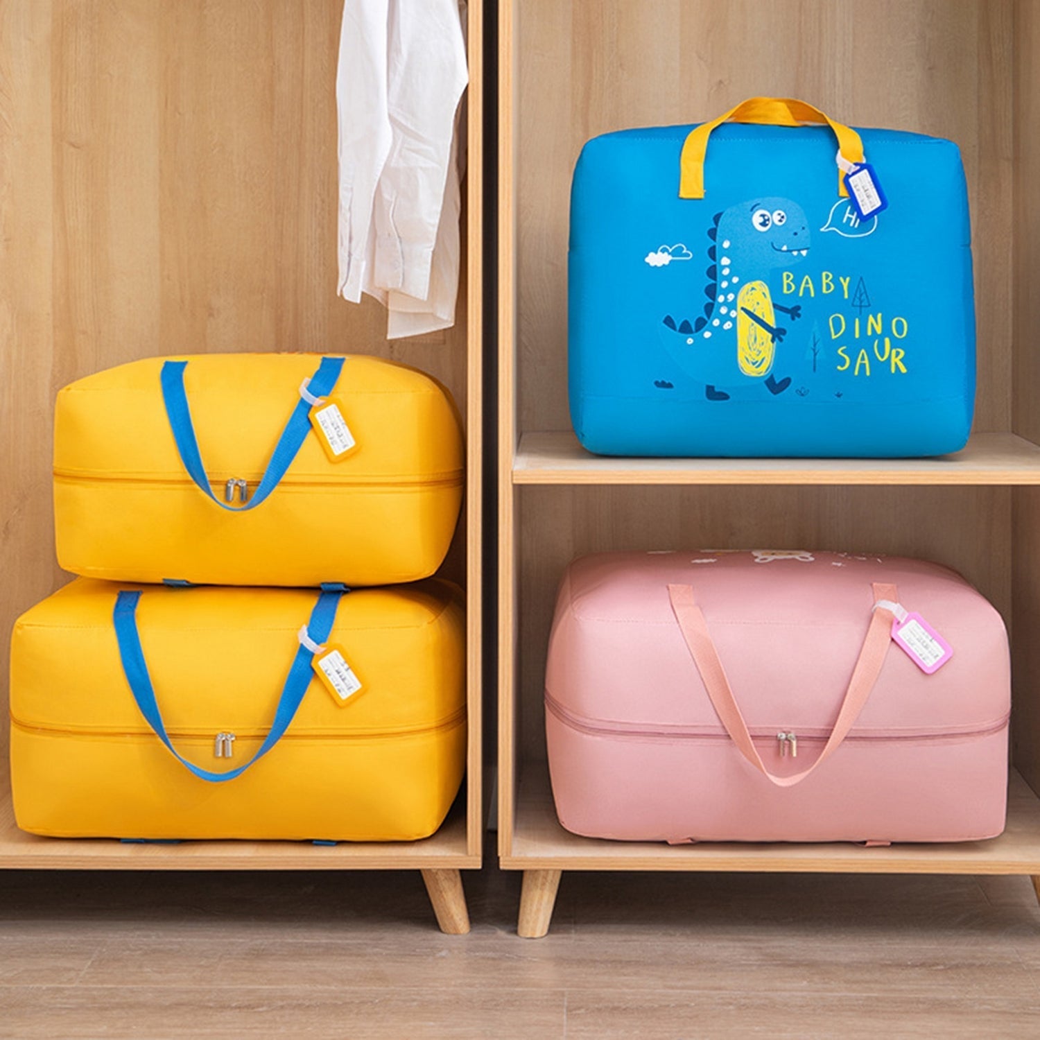 Adorable Baby Dinosaur-Themed Cloth Organizer and Storage Handbag – Portable, Lightweight, and Multi-Functional Nursery Storage Solution for Baby Essentials, Toys, Diapers, and Clothes - Random Color