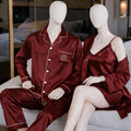 Couple Night Dress Silk Sleepwear Set – 4-Piece Pajama & Robe Set | SKU: DC-C012
