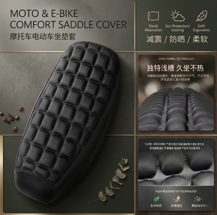 Motorcycle 3D Breathable Non-Slip Seat Cushion Pad – Pain Relief Comfort Cover for CD 70, CD 100, GS 150, GR 150, YBR and Similar Bike Seats