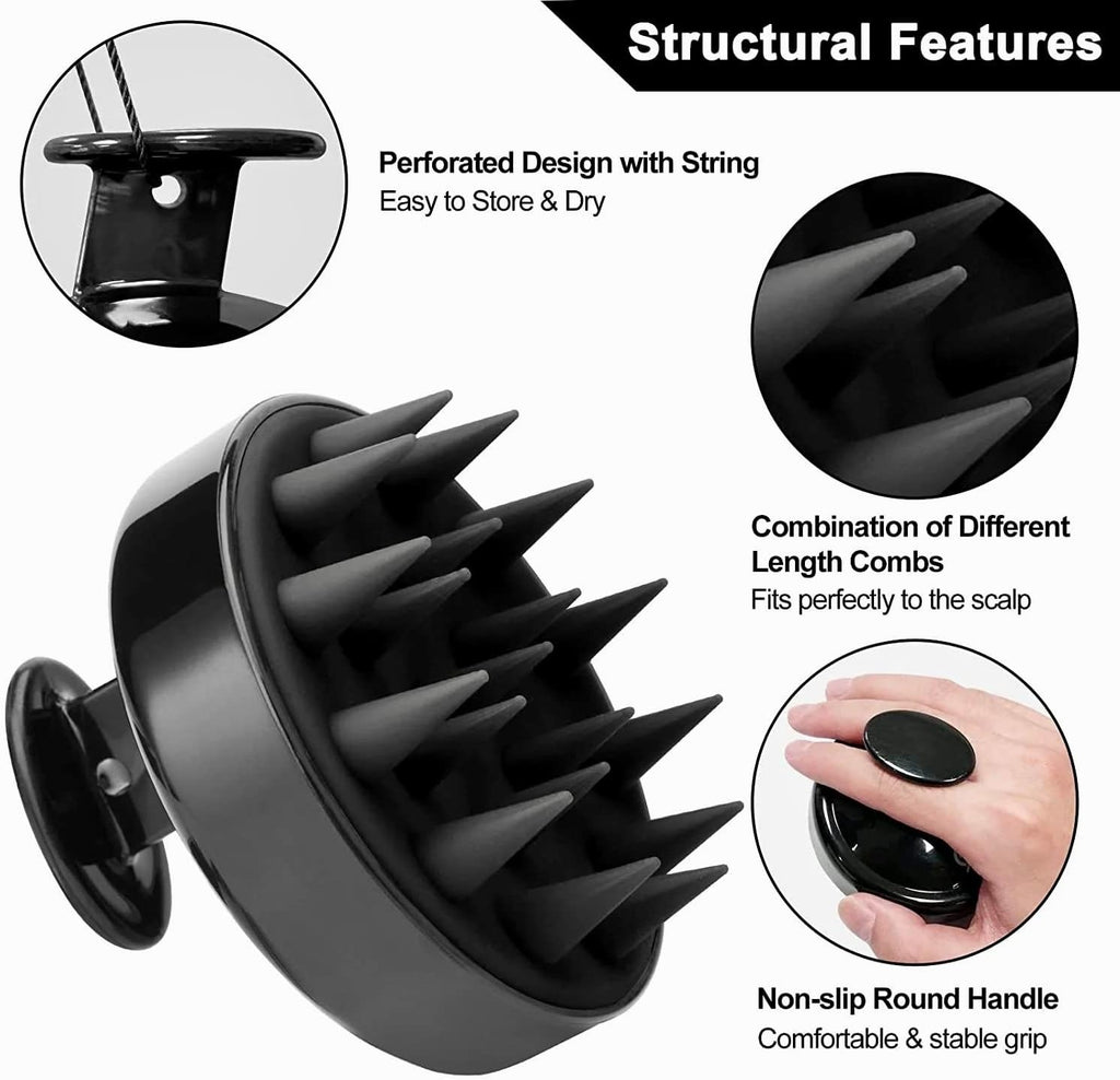 Head Cleansing &amp; Scalp Massage Brush – Soft Bristles for Wet &amp; Dry Use (Black color)