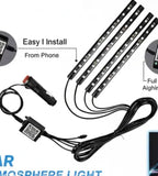 Car Atmosphere Light (12 LED Model) – Smart RGB Ambient Interior Lighting | App-Controlled LED Foot & Backlight | 12V Universal Car Mood Light