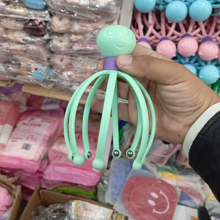 Octopus Shape Manual Head Scalp Massager With 8 Roller Balls Provides Headache Relief Stress Relaxation Hair Stimulation  (Random Color)