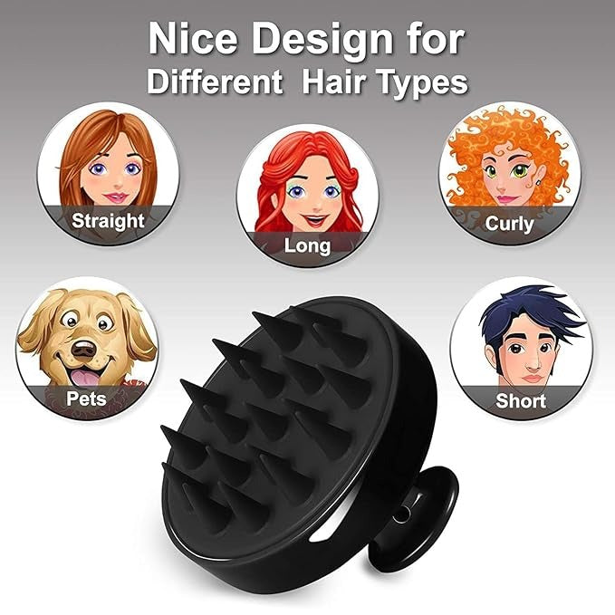 Head Cleansing &amp; Scalp Massage Brush – Soft Bristles for Wet &amp; Dry Use (Black color)