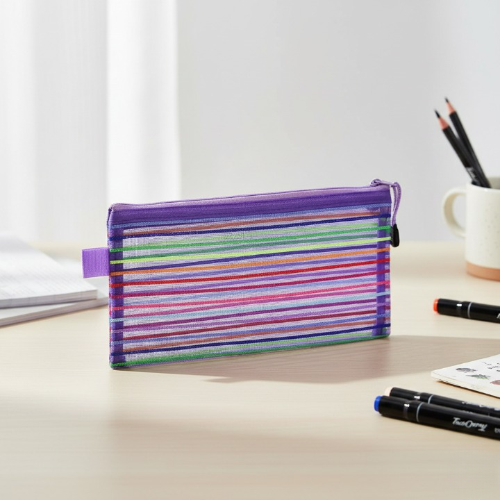 Transparent Geometry Box 1 Piece Geometry Box Pencil Pouch With Zipper Closure For School And Office Use (Random Color)