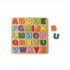 Wooden ABC Alphabet & Shape Puzzle Board For Kids | Colorful Learning Letters Educational Toy