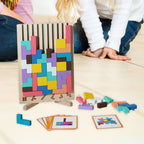 Wooden Puzzle Tetris Game | Montessori Learning Aid | 3D Colourful Blocks | Creative Geometry Toy for Kids & Families
