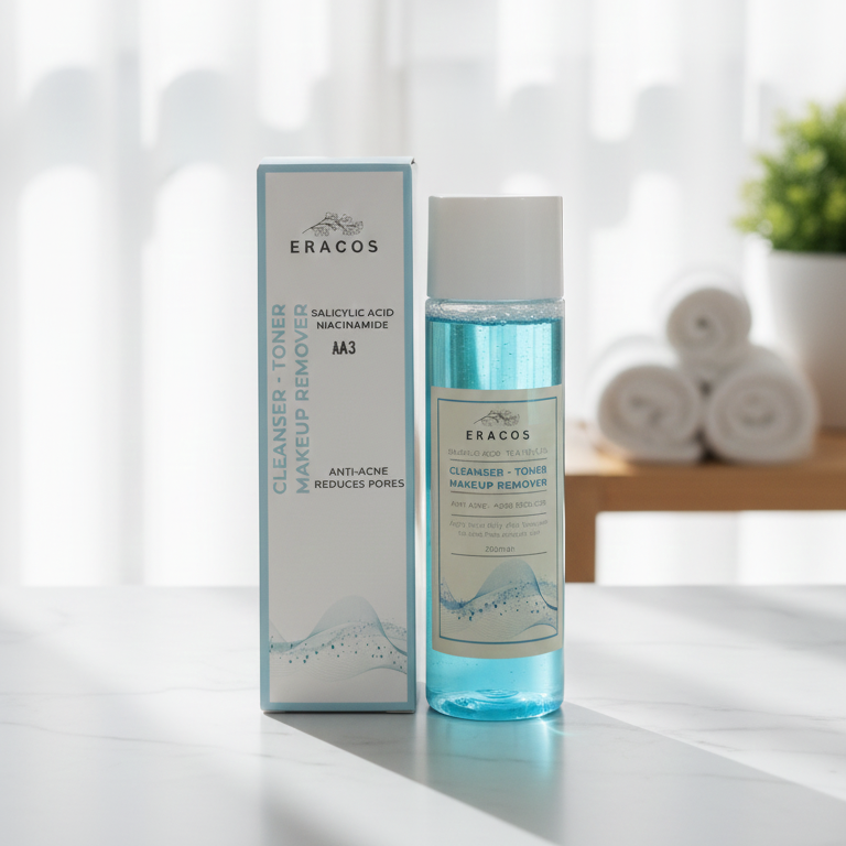 Eracos AA3 Cleanser Toner Makeup Remover Gentle Formula Clears Impurities Removes Makeup Refreshes Skin Provides Smooth And Healthy Look - 200ml